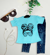 Girls' Stylish Top with Denim Jeans Set - Blue