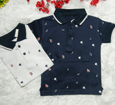 Beach Theme Kids Polo T-Shirt - Navy