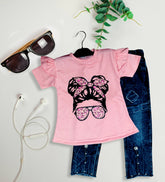 Girls' Stylish Top with Denim Jeans Set - Pink
