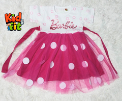 Barbie-Inspired Pink Polka Dot Frock for Girls