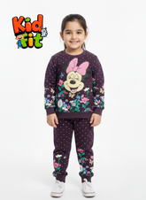 Girls’ Minnie Floral Winter Tracksuit – Plum (Dark Purple)