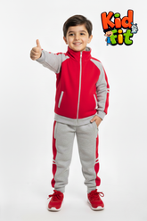 Cozy & Stylish Kids' Tracksuit - Red & Grey