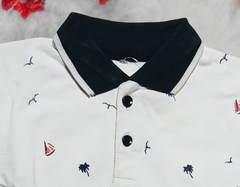 Beach Theme Kids Polo T-Shirts - White