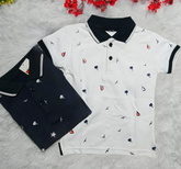 Beach Theme Kids Polo T-Shirts - White