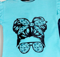 Girls' Stylish Top with Denim Jeans Set